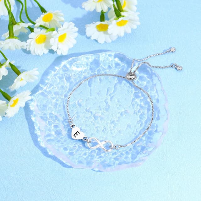 Detalle de HEYEJET Unendlichkeit Liebe Armband mit Kristall-Anhänger (Geburtsmonat September) – Damen/Tennisarmband silberfarben