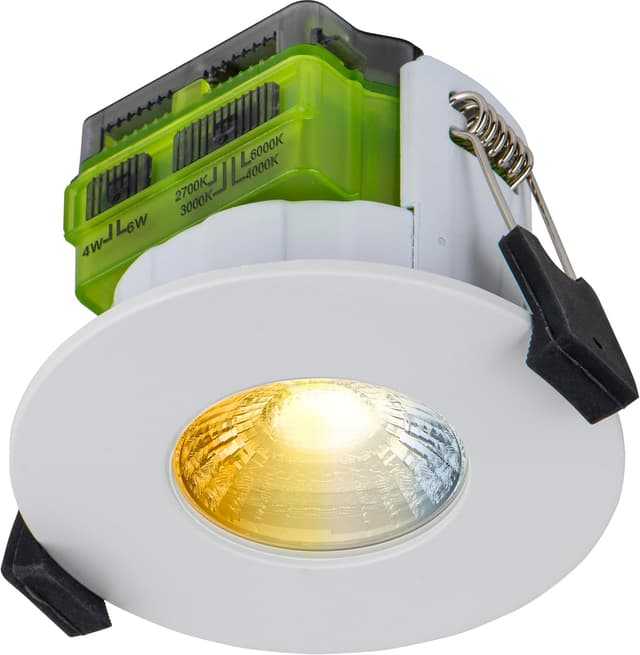 Detalle de Luceco FTYPE MK2 LED Flat Downlight (Power Change & 4 CCT Options) White, IP65, Fire Rated, FTF6WCCT