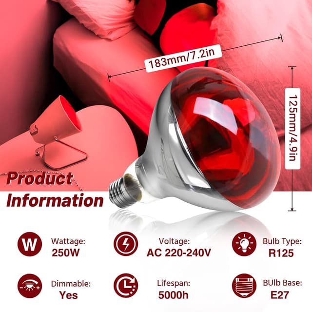 Thumbnail 1 de E27 R125 Infrarotlampe 250W Wärmelampe