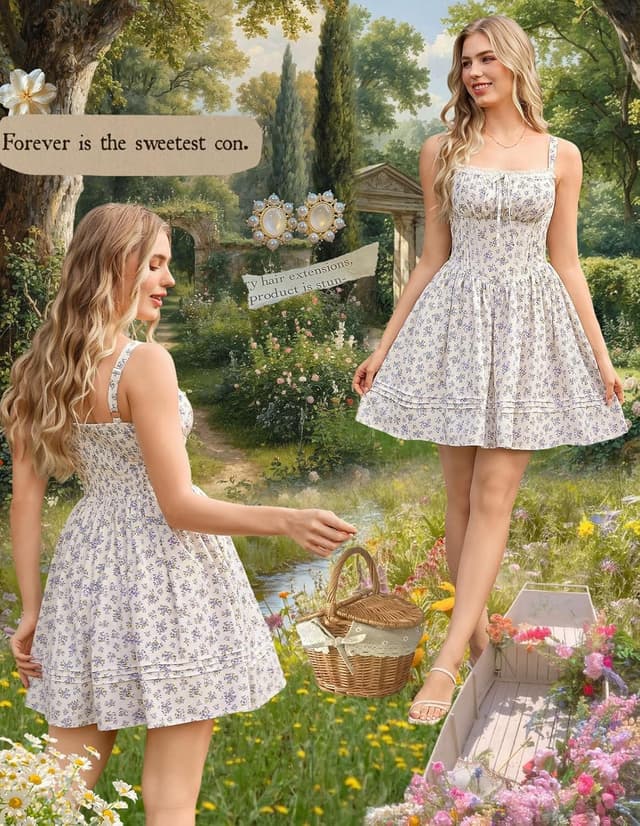 Detalle de SCARLET DARKNESS Robe d’été pour femme mini en tulle, corset floral et dentelle