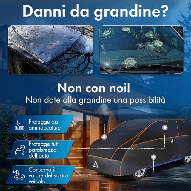 Detalle 2 de WALSER Perma Protect telone di copertura per trasportatore certificato TÜV, antigrandine (misura 12) per VW T4/T5/T6 e altri