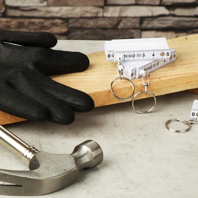 Detalle de COM-FOUR® Lot de 5 mini-règles pliantes 50 cm (métrique) en plastique, format porte-clés