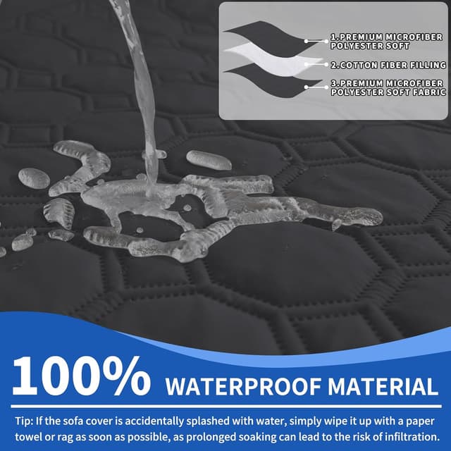 Thumbnail 3 de Ystyle Housse de canapé imperméable 4 places noir