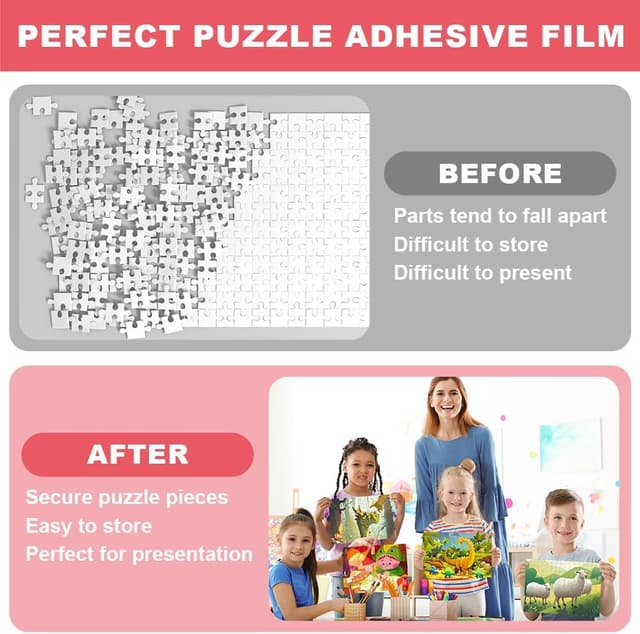 Detalle 2 de Ainiv Colle Puzzle : 32 feuilles adhésives transparentes (PET) pour préserver 4×1000 pièces