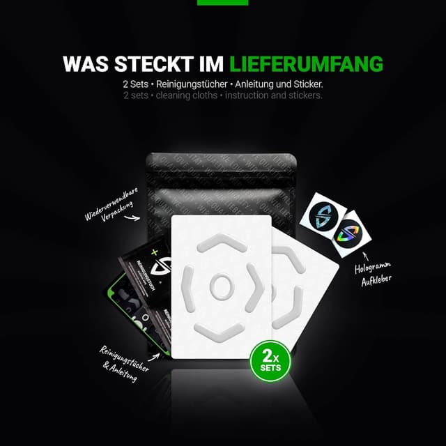 Detalle de SensoryBoost HPS Glides (2er-Set) für Logitech G604 – PTFE-Mausfüße für mehr Balance aus Speed & Kontrolle