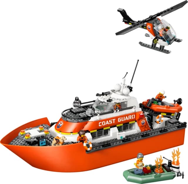 Detalle 2 de LEGO City Rettungsboot 60504 mit Hubschrauber