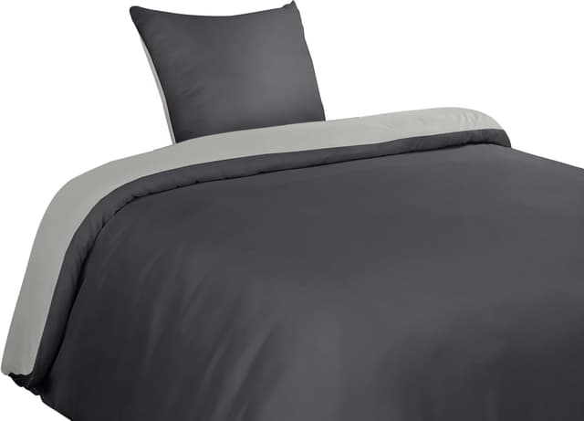 Detalle 2 de Utopia Bedding Bettwäsche-Set (135x200) aus Mikrofaser-Polyester – Dunkelgrau/Hellgrau mit Reißverschluss