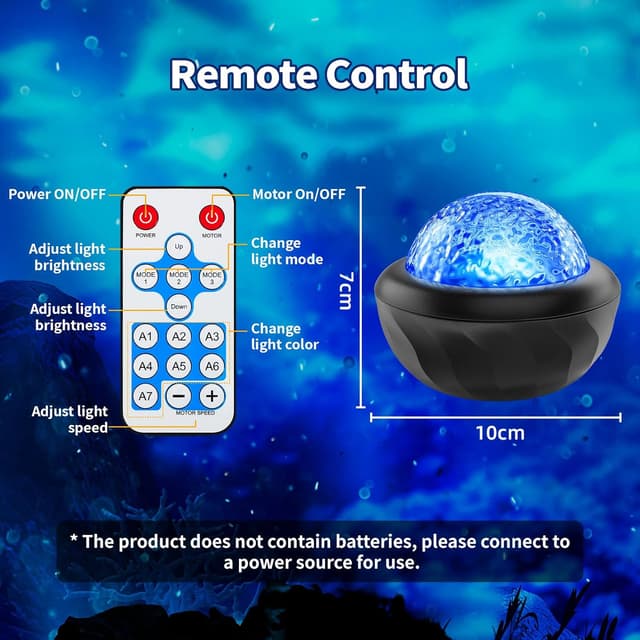 Detalle de Fokky Galaxy Projector Sensory Lights with Remote Control – Ocean Wave Light, 7 Colours for Kids and Adults