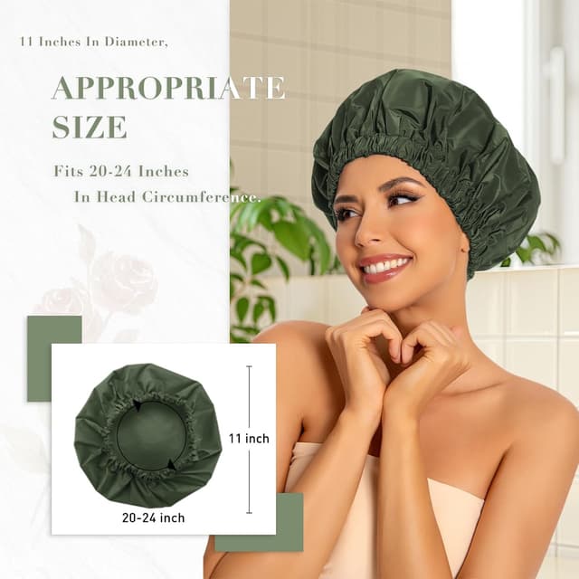 Thumbnail 2 de Reusable Shower Cap Large Waterproof 11in 🌧
