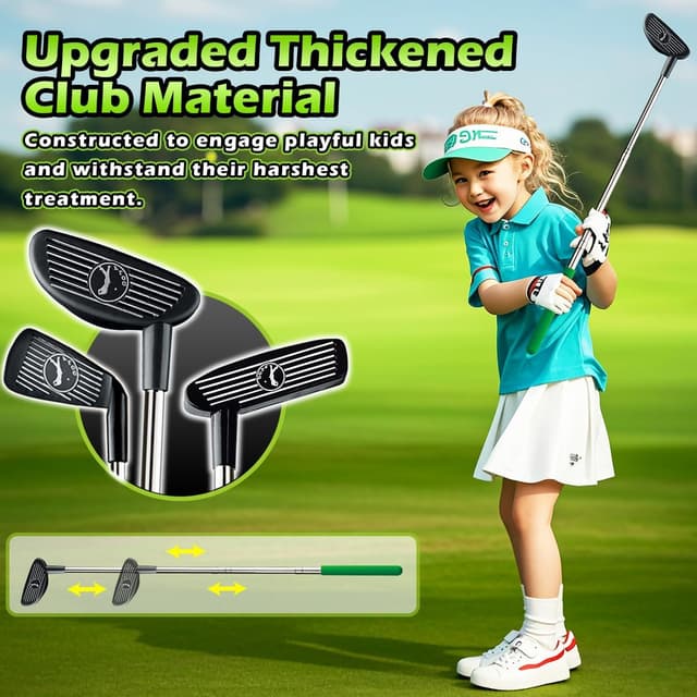 Detalle 2 de Clemas Upgraded Kids Toy Golf Set with Automatic Ball Returner, LED Light-Up Balls & Putting Mat