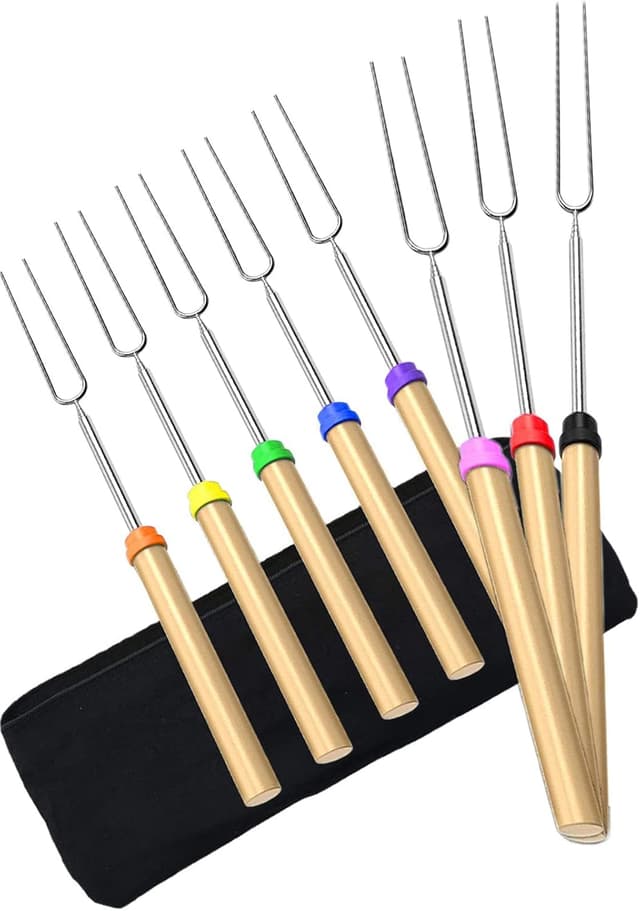 Detalle de DIKER Teleskop-Grillspieße & Marshmallow-/Stockbrot-Stöcke aus Edelstahl (8er Set)