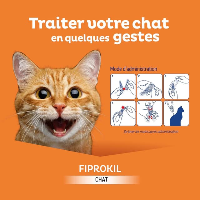 Detalle 2 de Clément Thékan Fiprokil antiparasitaire pour chat 50 mg 🐱