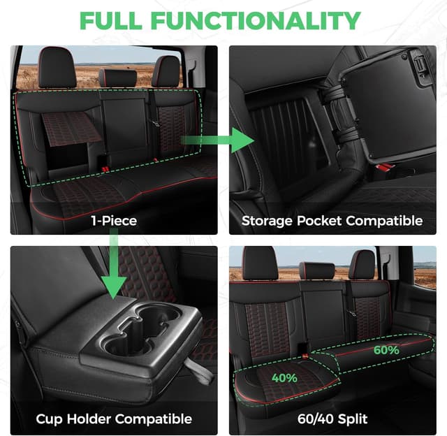 Detalle de RIDEPOSH Custom Leather Seat Covers for Silverado/Sierra 1500 (2019–2026) & 2500HD/3500HD Crew Cab (2020–2026)
