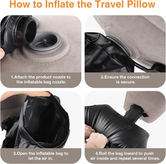 Detalle 2 de Maliton poggiapiedi gonfiabile per aereo e viaggio (grigio, 1 pezzo)