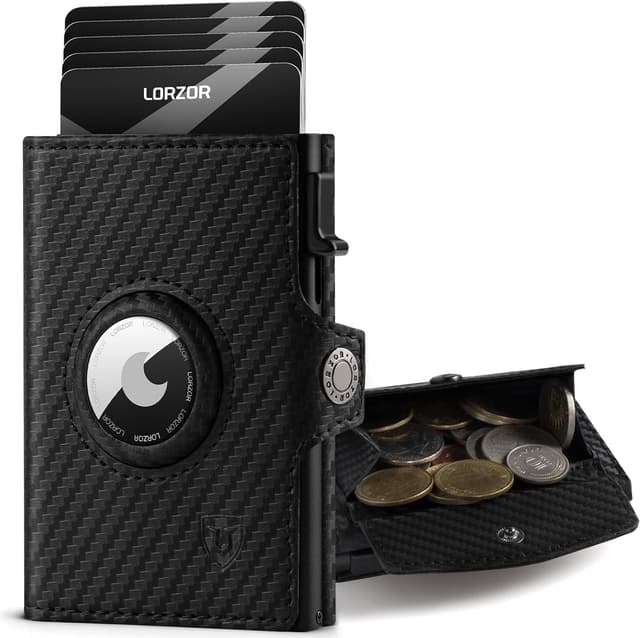 Detalle de LORZOR AirTag Wallet Slim mit XXL Münzfach