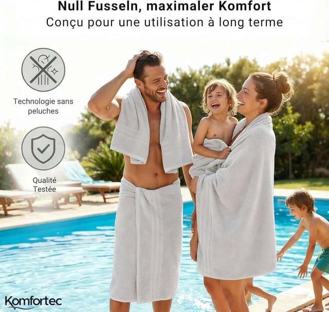 Thumbnail 5 de Komfortec Serviettes de Sauna 80 x 200 cm đź§–