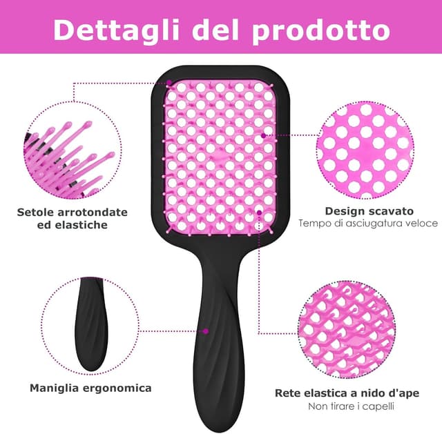 Detalle 2 de SHINLEA Spazzola districante per capelli bagnati e asciutti