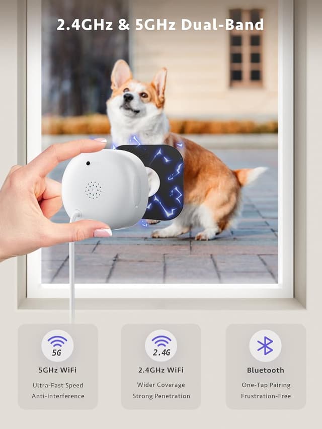 Detalle de FAMVIVA 2K Window Security Camera with Dual-Band WiFi, AI Human Detection & Anti-Glare