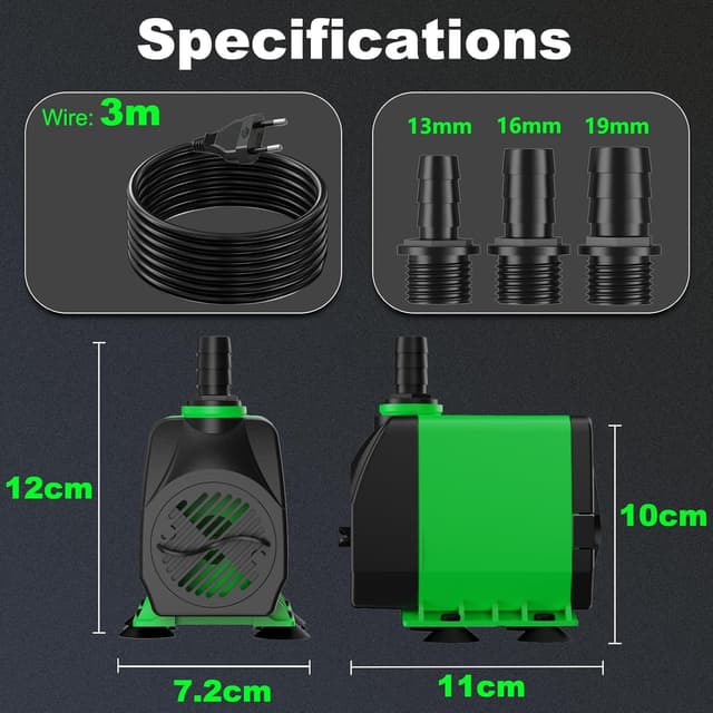 Thumbnail 5 de Bomba de Agua Sumergible 60W 3000L/H Verde
