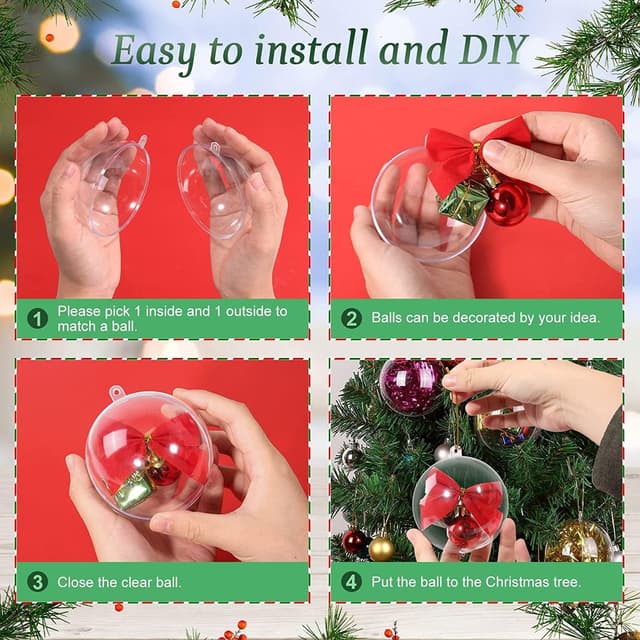 Detalle de Lot de 20 boules de Noël en acrylique transparent Uten (8 cm) à remplir