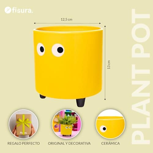 Thumbnail 1 de Fisura Macetero Original ojos amarillo 13×12,5 cm 🌱