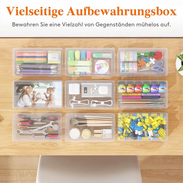 Detalle de Lifewit 1L Stiftebox mit Snap-Dicht Deckel (6er-Set, 20 x 12 cm) – transparente Organizer für Büro, Basteln & Kinder