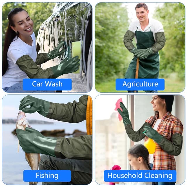 Thumbnail 6 de ANOMM Guanti lunghi in gomma impermeabili da 71 cm per acquario, laghetto, giardinaggio e pesca, verde