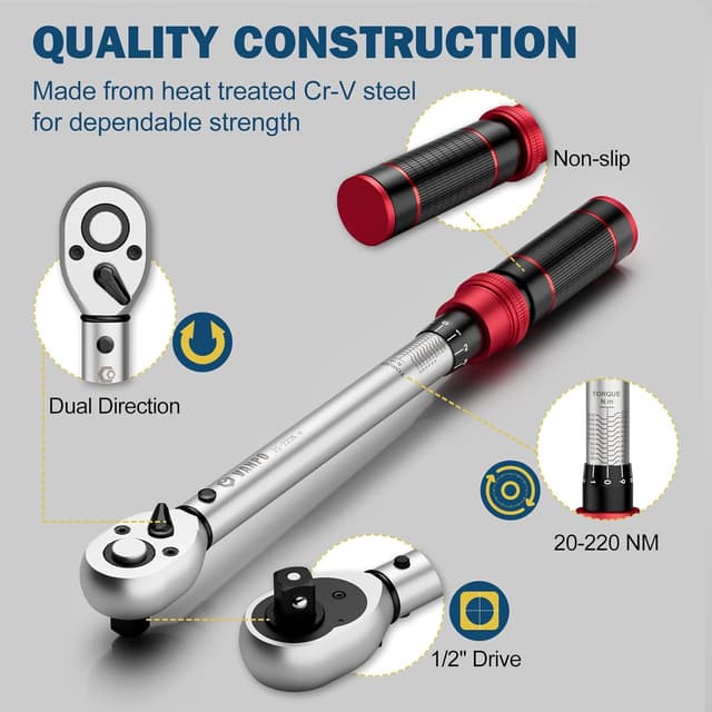 Detalle de VANPO torque wrench 1/2" 20-220Nm