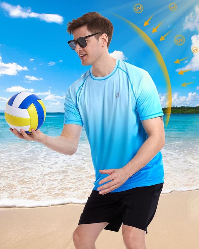 Detalle de Roadbox Men’s Rash Guard Short Sleeve UPF 50+ Quick-Dry UV Swim T-Shirt