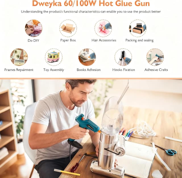 Detalle 2 de Dweyka Pistola Silicona Caliente Doble Temperatura 60/100W