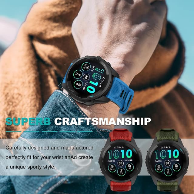 Thumbnail 6 de OVERSTEP 22mm Compatible Strap replacement for Forerunner 265 and Vivoactive 4 (soft silicone, quick-release)