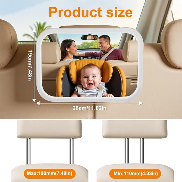 Detalle 2 de Vicloon Specchietto retrovisore per bambini 360° con poggiatesta e clip di aggancio