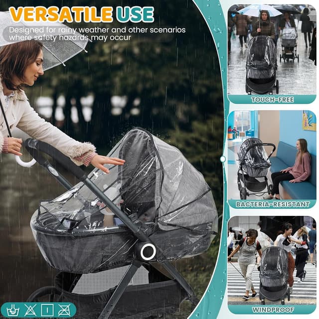 Detalle 1 de Orzbow Regenschutz Kinderwagen & Babywanne mit Fenster