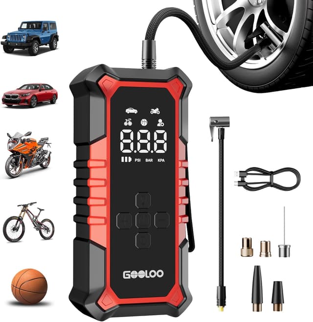 Detalle de GOOLOO A6 Gear cordless A6 tire inflator (160 PSI) with digital gauge and LED light
