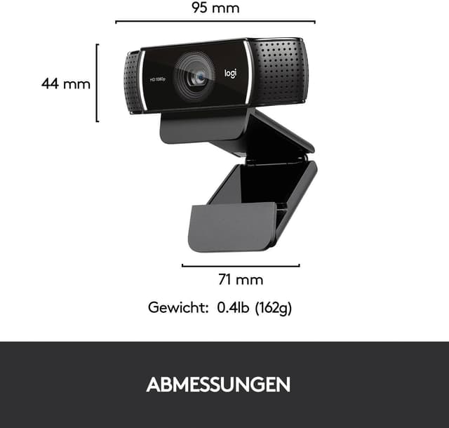 Detalle de Logitech C922 Pro Stream Webcam (HD 1080p/30fps or HD 720p/60fps) with stereo audio – black