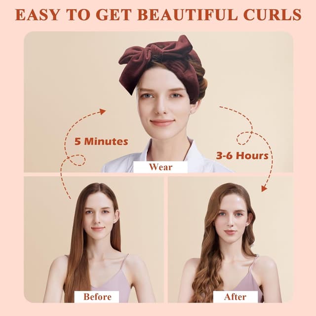 Detalle de weiwei Lockenwickler über Nacht (Heatless) aus Samt – 70" Lockenband-Set mit 9 Teilen