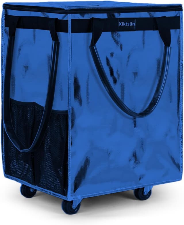 Thumbnail 6 de (Large, Black) Reusable Rolling Grocery Bag on 5 Wheels with Zipper, 72L Foldable Tote