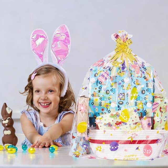 Thumbnail 5 de Easter Cellophane Basket Wrap Bags 12pcs