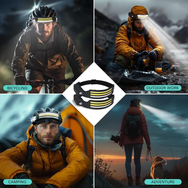 Detalle 2 de konqkin 2-Pack Rechargeable Headtorch LED