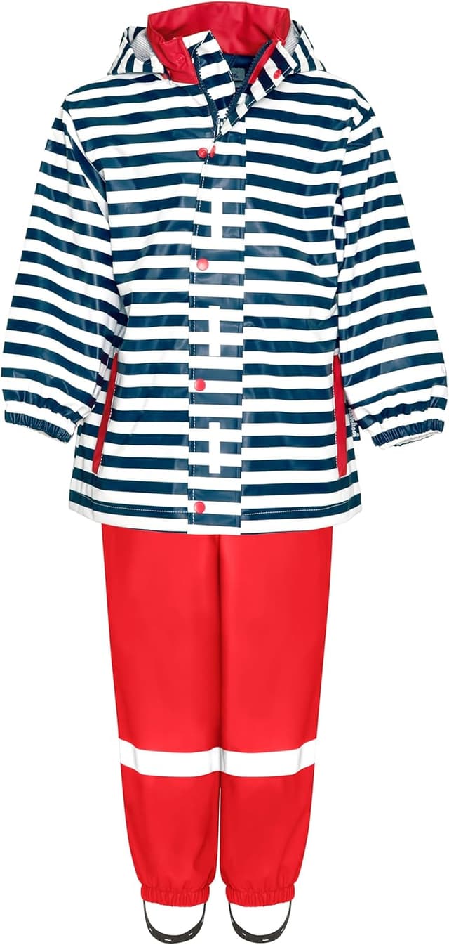 Detalle de Playshoes Unisex Kinder Regen-Set Regenlatzhose & Regenanzug (2er Pack) – wasserdicht für draußen