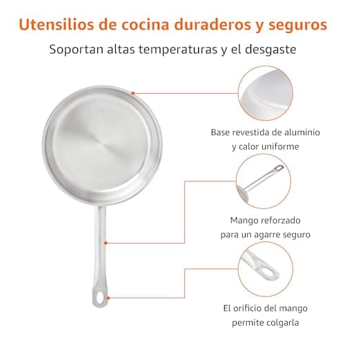 Detalle 2 de Amazon Basics Juego de 3 Sartenes de Acero Inoxidable