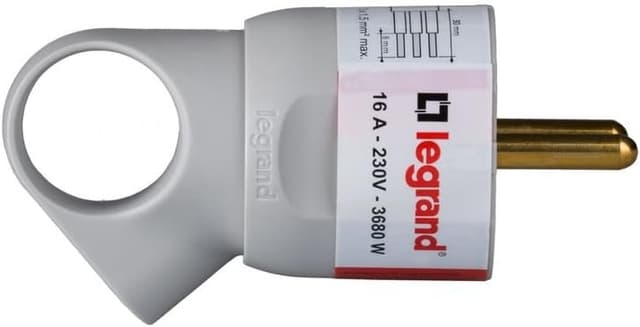 Detalle 2 de Legrand 050192 spina Schuko professionale grigia 3680 W con anello per rimozione