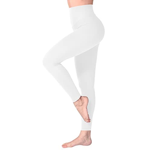 Detalle de SINOPHANT leggins de cintura alta para mujer, mallas de deporte opacas y elásticas (blanco)