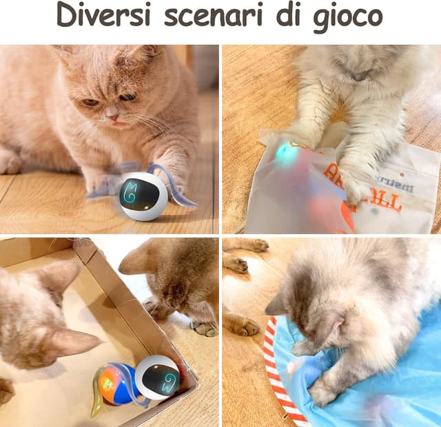 Detalle de Migipaws Giocattolo Interattivo Sferico per Gatti con Palla Luminosa e Sacchetto Misterioso (bianco)