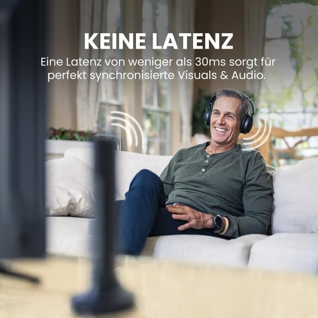 Detalle 2 de Avantree Opera Plus – kabellose TV-Kopfhörer mit Lautstärkeverstärkung und optischem Soundbar-Durchgang