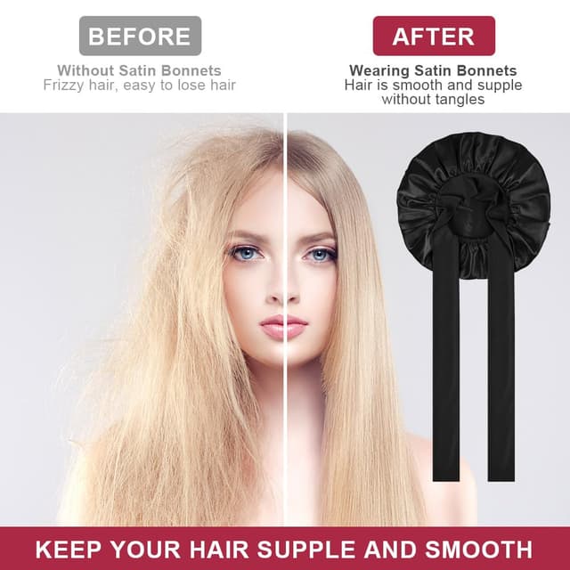 Detalle 2 de ACWOO Seidenhaube Satin Schlafmütze 2er-Pack 🧖♀