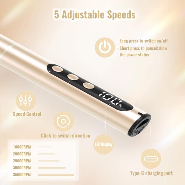 Thumbnail 4 de Denabuty Nagelfräser kabellos 35000 U/Min 12 in 1