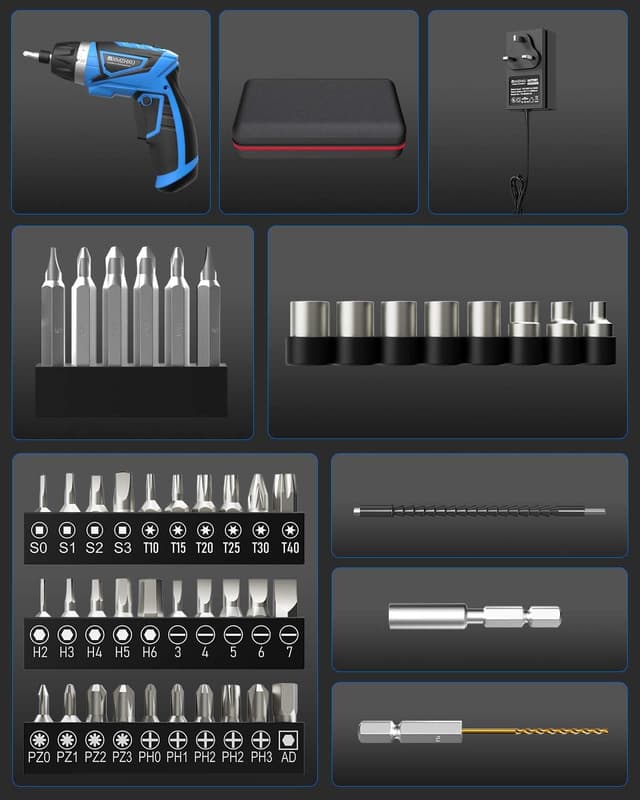 Thumbnail 6 de Cordless Screwdriver 8V 10Nm Max Torque Electric Screwdriver Set (47-Piece, 6+1 Settings)