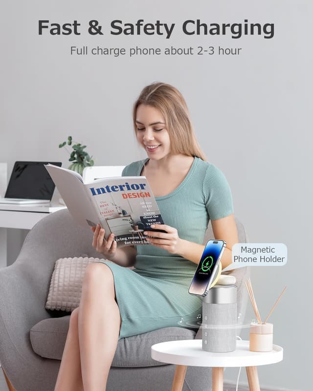 Detalle de COLSUR 2-in-1 Bluetooth Speaker with Wireless Charger & Night Light