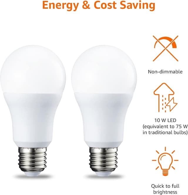 Thumbnail 3 de Amazon Basics Bombilla LED E27 10W Blanco Cálido – Pack de 2 💡